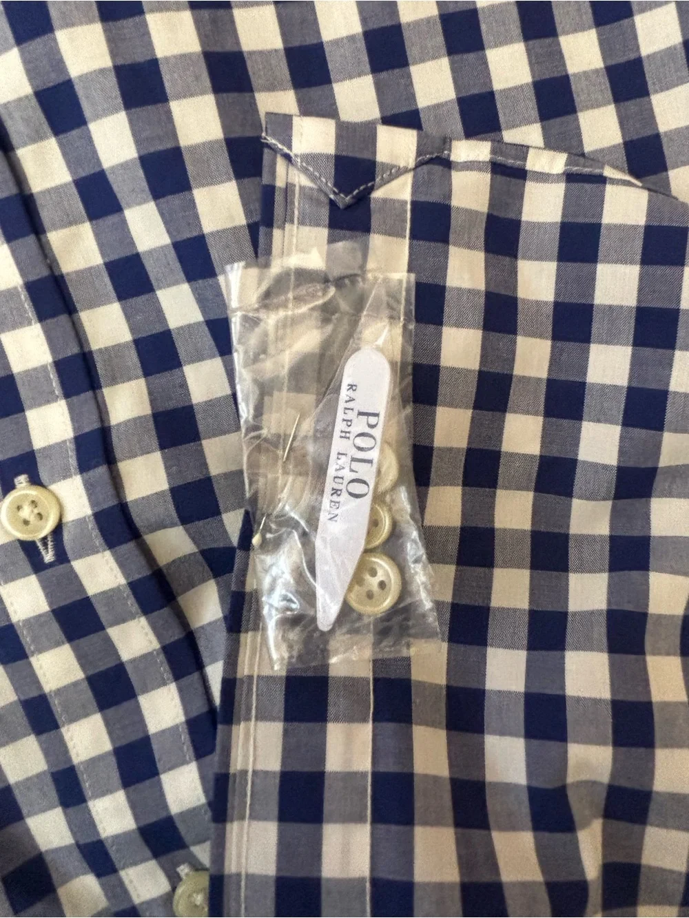 Polo Ralph Lauren Navy and White Gingham Button Down Non-Iron Men’s Sz XL